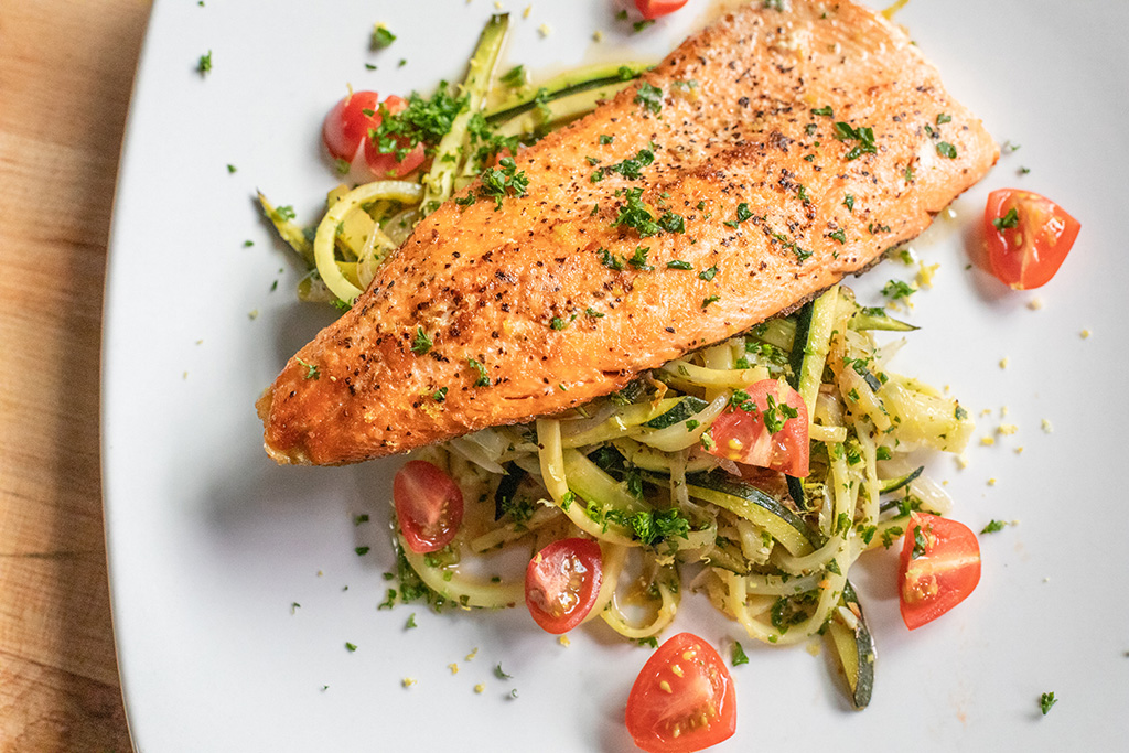 Trout with Zucchini Noodles