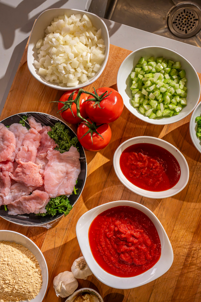 Alligator Sauce Picante with Crawfish and Shrimp Egg Rolls2