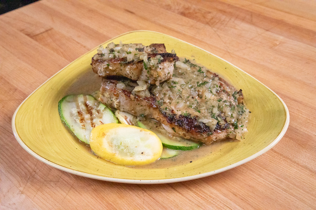 Pan Fried Pork Chops with Shallot and White Wine Sauce