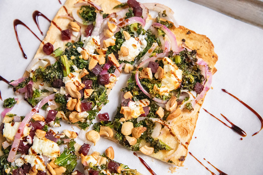 Kale and Beet Flatbread with Goat Cheese