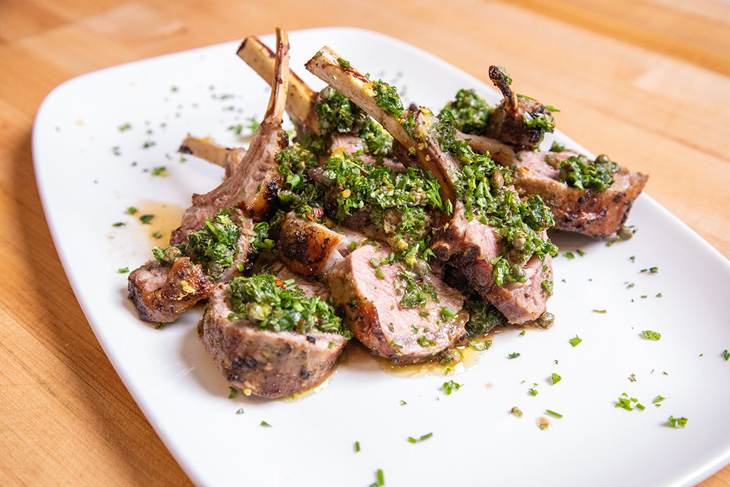 Grilled Lamb Loin with Anchovy Relish