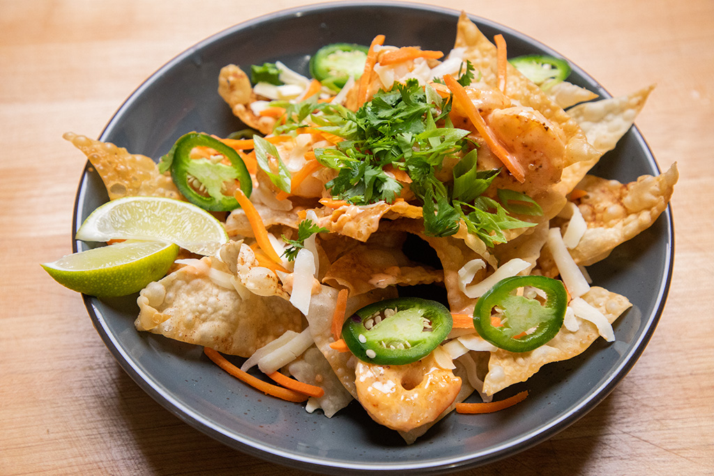 Shrimp Wonton Nachos