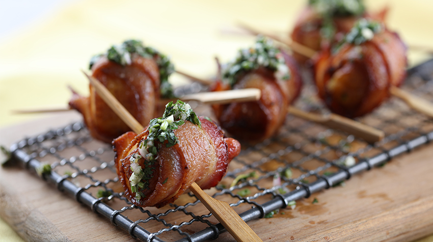 Bacon and Plantain Pinchos with Chimichurri