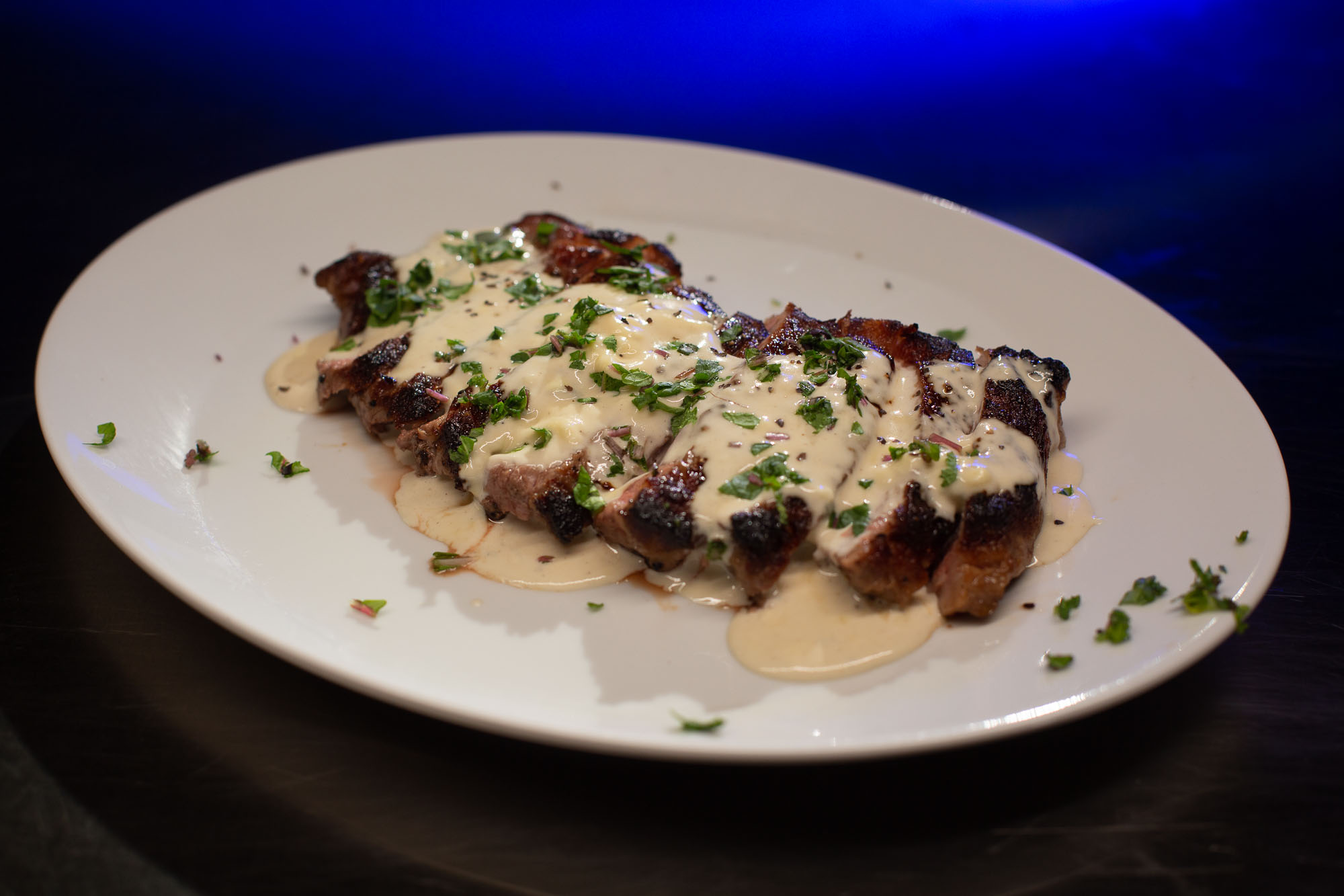 NY Strip with Gorgonzola Cream Sauce