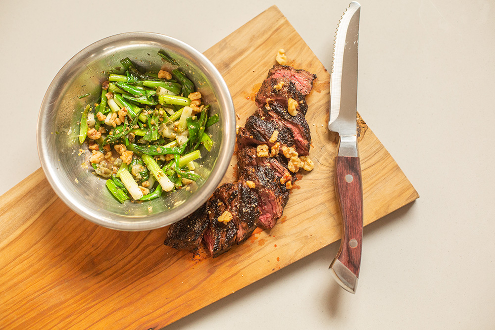 Hanger Steak with Charred Scallion Sauce