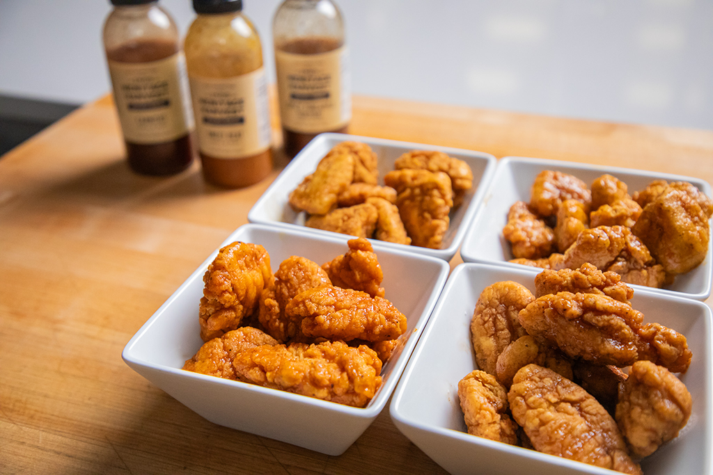 Boneless Chicken Wings with a Variety of Heritage Harvest Sauces